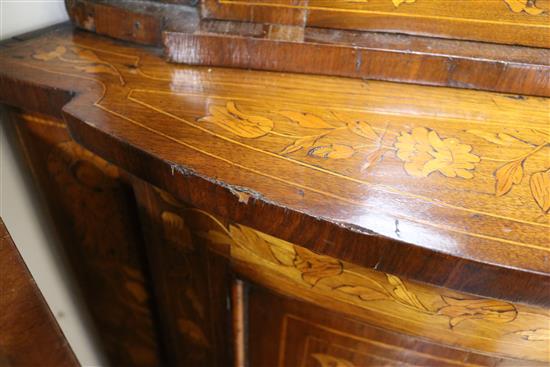 A 19th century Dutch walnut and marquetry corner vitrine, H.200cm